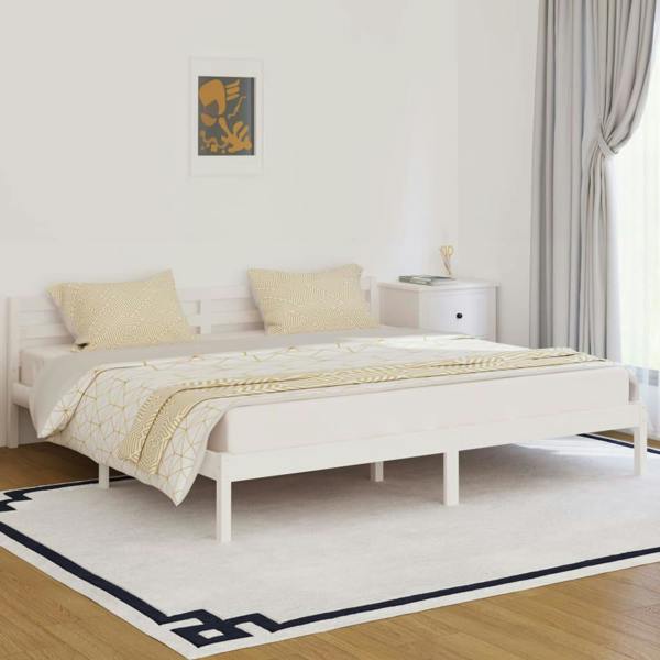 Berkfield Day Bed Solid Wood Pine 200x200 cm Super King White