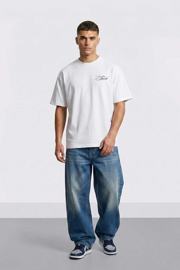 London Attitude White Oversized Seville Orange Printed T-Shirt