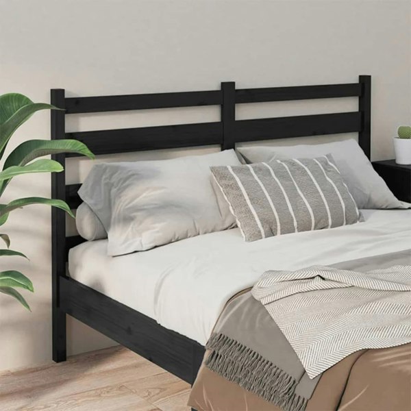 Berkfield Bed Headboard Black 126x4x100 cm Solid Wood Pine