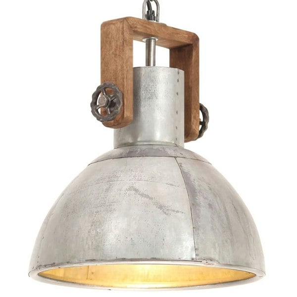 Berkfield Industrial Hanging Lamp 25 W Silver Round 30 cm E27