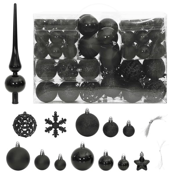 Berkfield 111 Piece Christmas Bauble Set Black Polystyrene
