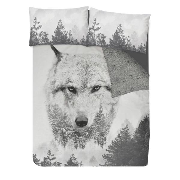 Smart Living Reversible Polycotton Wolf Panel Duvet Cover and Pillowcase Set