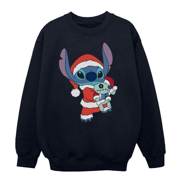 Disney Girls Lilo And Stitch Stitch Christmas Sweatshirt - Navy Blue