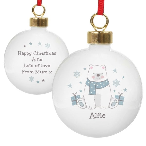 Personalised Memento Company Personalised Polar Bear Christmas Bauble