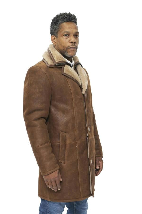 Infinity Leather Mens Warm Shearling Sheepskin Leather Coat-Ilford