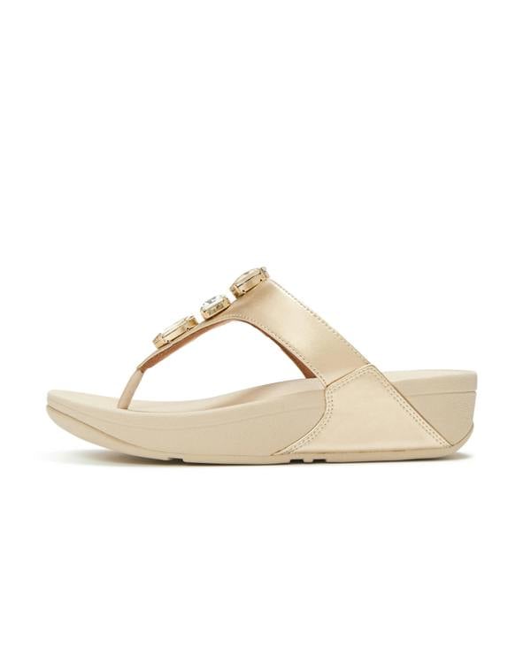 FitFlop Womens Lulu Ultra-Jewel Metallic Toe-Post Sandals - Platino 675 | CHO | Designer Womens Sandals