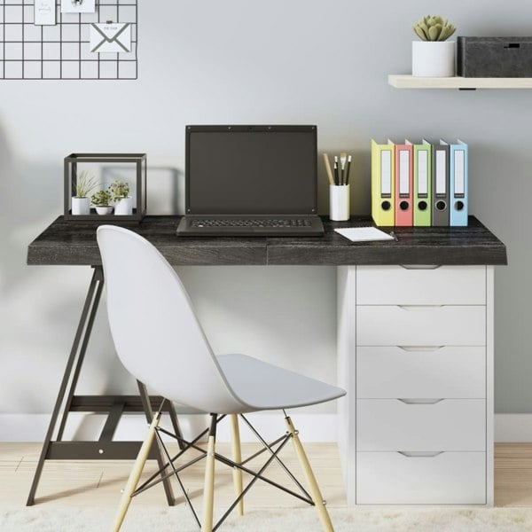Berkfield Table Top Dark Grey 120x60x6 cm Treated Solid Wood Oak