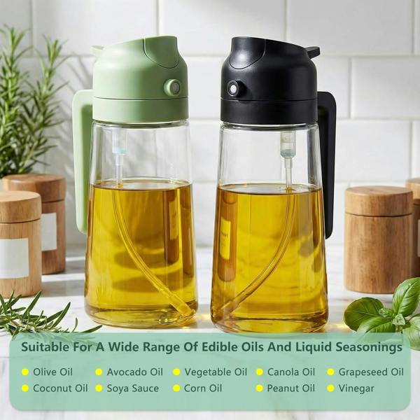 Dyzi Olive Oil Sprayer And Pourer 470ml Plastic Kitchen Bottle