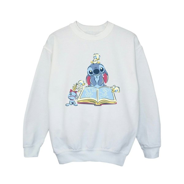 Disney Girls Lilo & Stitch Reading A Book Sweatshirt - White