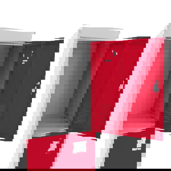 Monstershop 3 x Metal Storage Lockers - Four Doors, Red