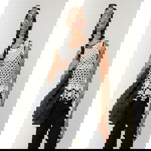 Blue Vanilla Flower Crochet Sleeveless Top