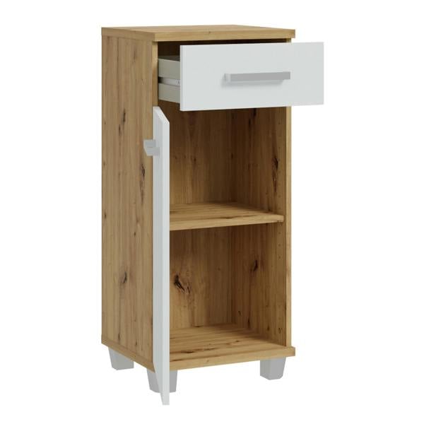Furniture To Go Veris Bathroom Cupboard with 1 Door & 1 Drawer in Artisan Oak and Light Grey