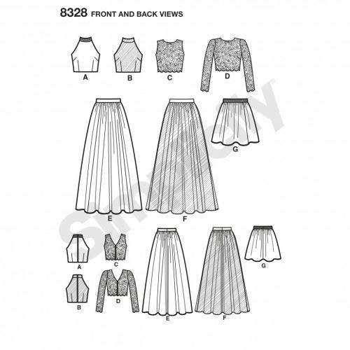 Simplicity Sewing Pattern 8328, Dresses, Skirts, Tops for Women, D5 (4-6-8-10-12) - Intermediate