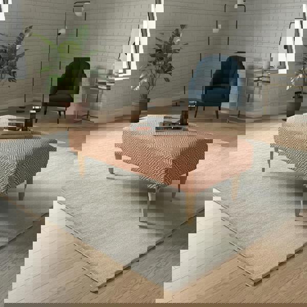 Contemporary seating bench with intricate stitched lid design