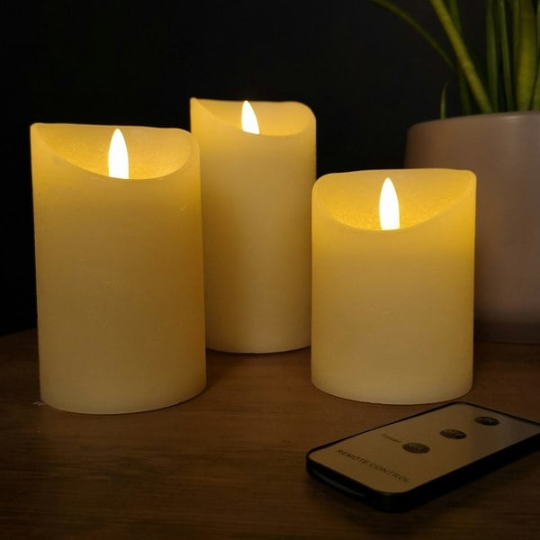 Samuel Alexander Set of 3 Battery Operated Flickering LED Candle Christmas Decoration with Timer