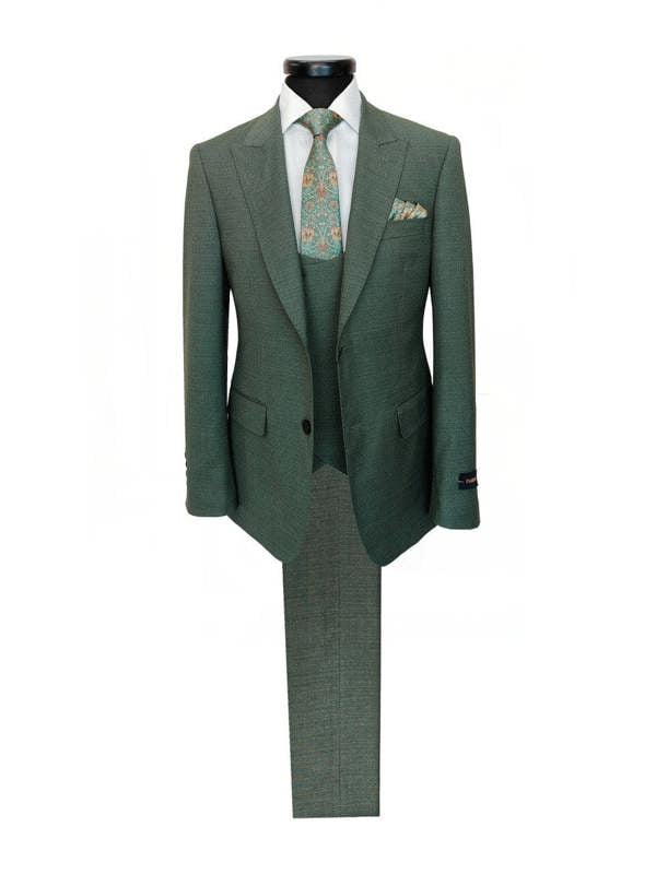 Men’s Sage Green 3-Piece Slim Fit Suit