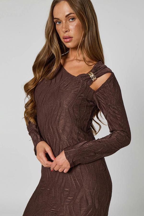 Urban Bliss Textured Cut Out Trim Midi Dress
