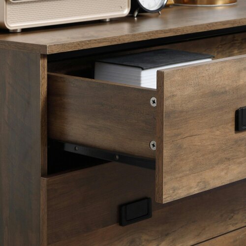 Wyld Haus Paleba Romi Metal And Wood Brown 4 Drawer Storage Chest With Steel Frame