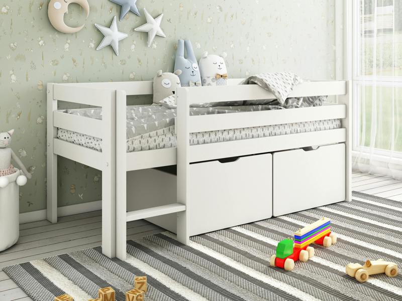 Mid Sleeper Shorty with Crate Drawers White