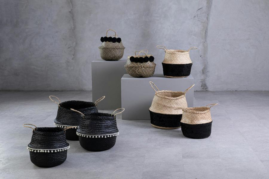 Interiors by Premier Solas Black And Natural Small Seagrass Basket