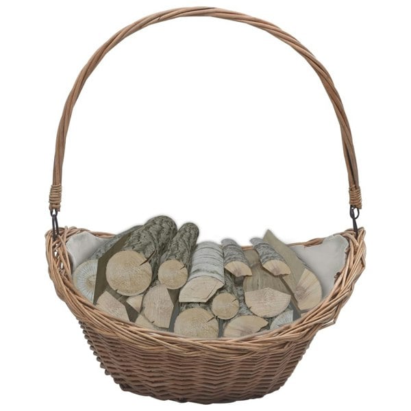 Berkfield Firewood Basket with Handle 57x46.5x52 cm Brown Willow