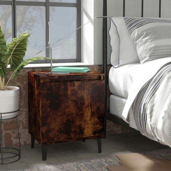 Berkfield Bed Cabinets with Metal Legs 2 pcs Smoked Oak 40x30x50 cm