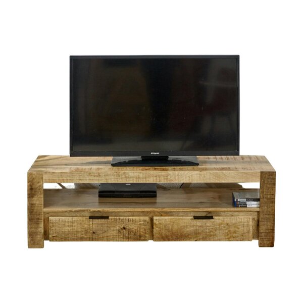 Wyld Haus London Natural Mango Wood TV Cabinet with 2 Drawers and 1 Shelf