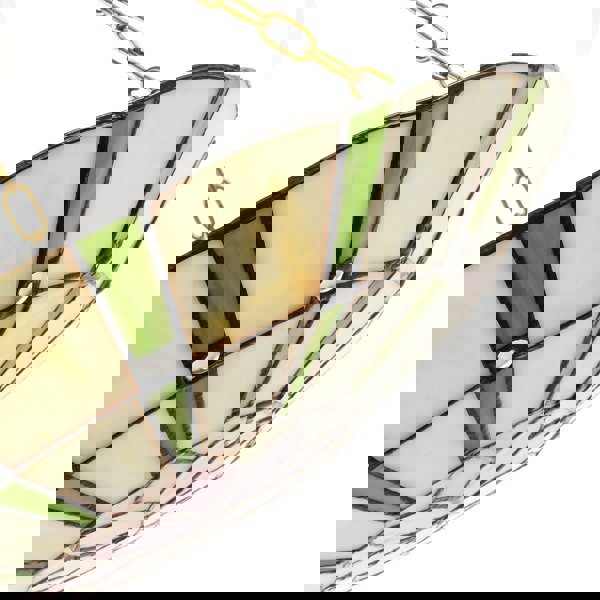 Forest Green and Pink Floral Tiffany Stained Glass Pendant Lamp Shade Image 3