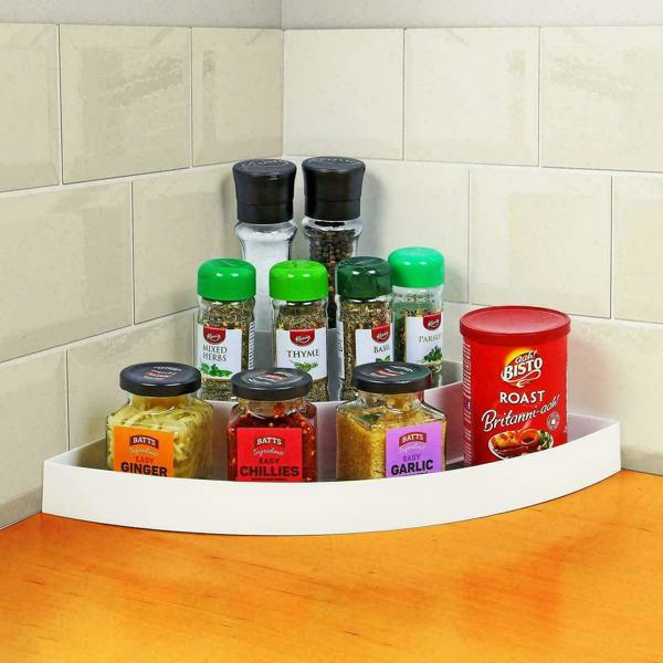 HYGRAD BUILT TO SURVIVE 3/2 Tier Shelf Jar Rack Holder Cupboard Corner Organiser Storage Kitchen Tool UK
