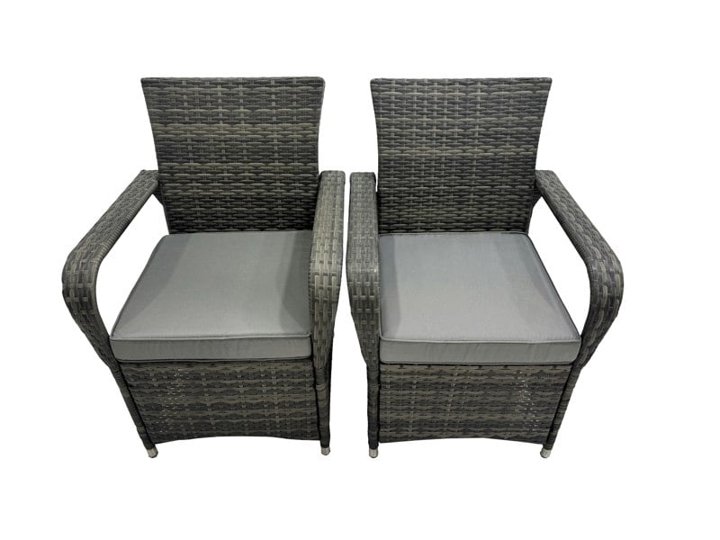 Fimous 2 x Rattan Garden Dining Chairs - Grey