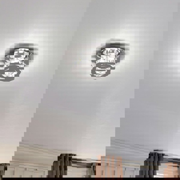 Stacked LED Ceiling Light with Crystal Rims Ceiling Lights Living and Home W 20 x L 20 x H 8 cm Non-dimmable (White Glow) 