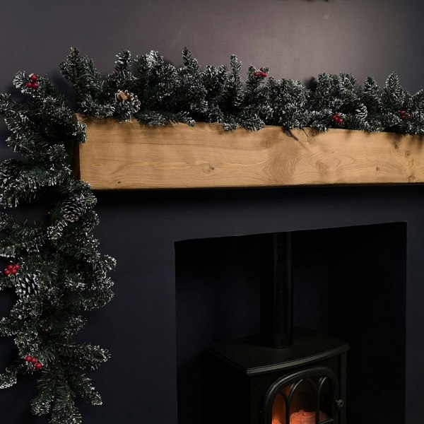 Samuel Alexander 2.7m Green Christmas Garland with Pine Cones and Red Berries