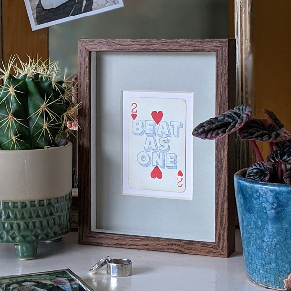 Hands & Hearts Two hearts beat as one playing card print