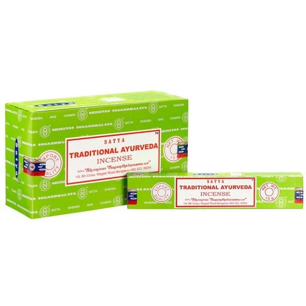 Serano Set of 12 Packets of Traditional Ayurveda Incense Sticks by Satya