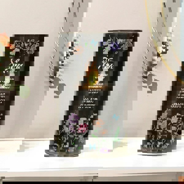 Personalised Memento Company Personalised Wild Flowers Smoked Glass LED Candle