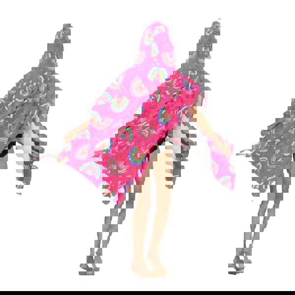 Zoggs Rainbow Magenta Kids Poncho Hooded Towel Robe - Pink