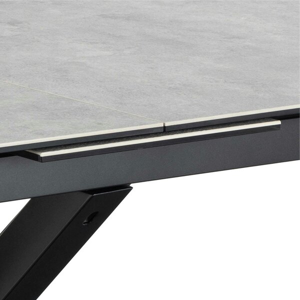 Wyld Haus Perth 168cm Grey Ceramic Extendable Dining Table Industrial Black Metal Legs