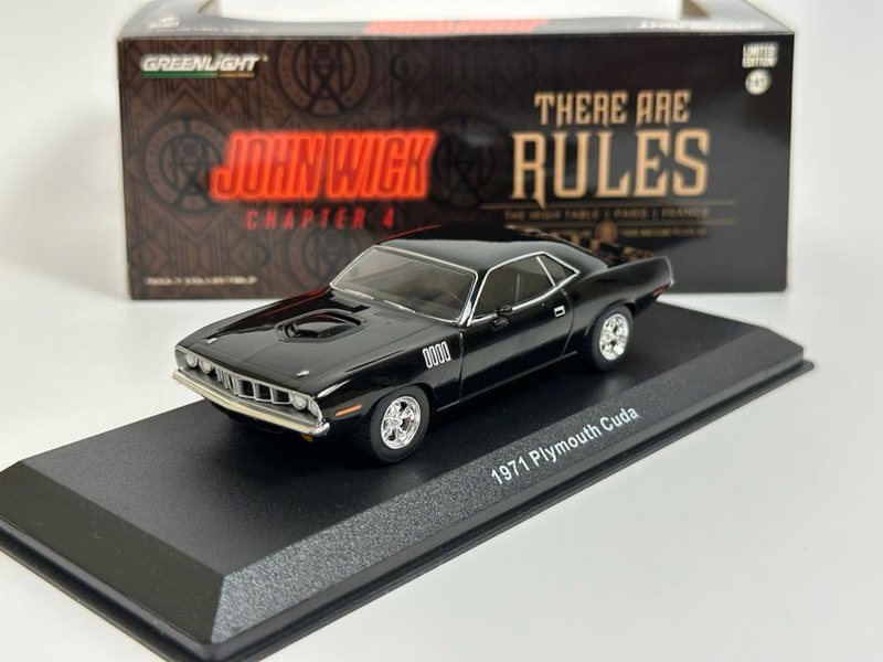 Greenlight John Wick Chapter 4 2023 Plymouth Cuda 1971 1:43 Scale 86641