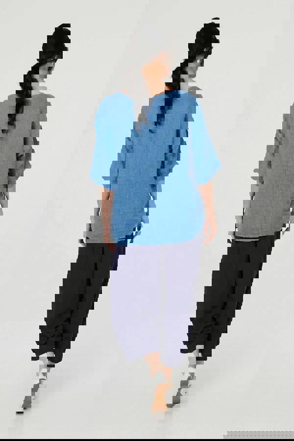 Light Blue | Sequin Textured Detail Relaxed Top