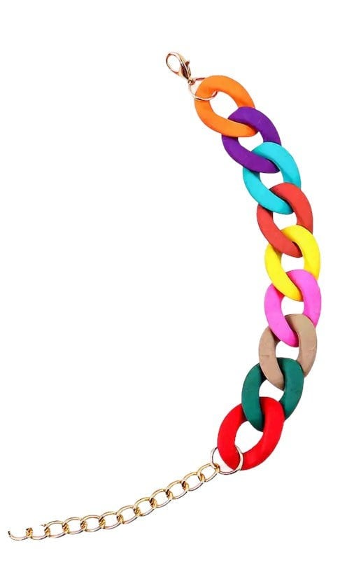 One Of A Kind Club Plain matt multicoloured chunky chain bracelet