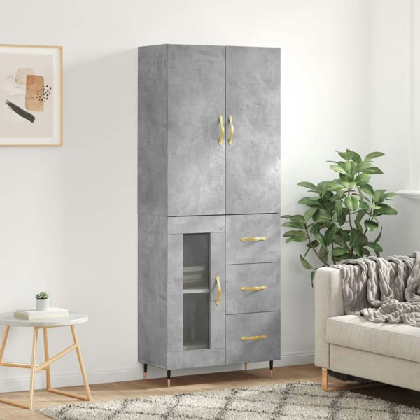 Berkfield Highboard Concrete Grey 69.5x34x180 cm Engineered Wood