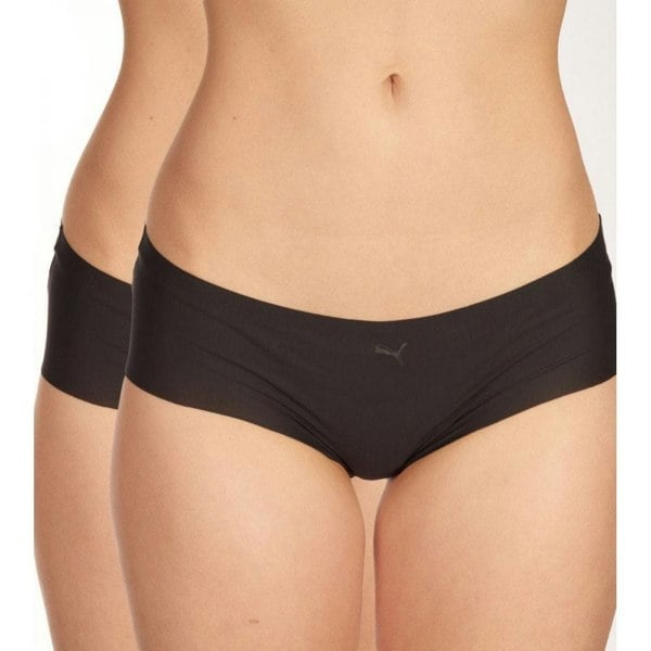 Puma 2-Pack Microfibre Seamless Mid-Rise Hipster Briefs, Black