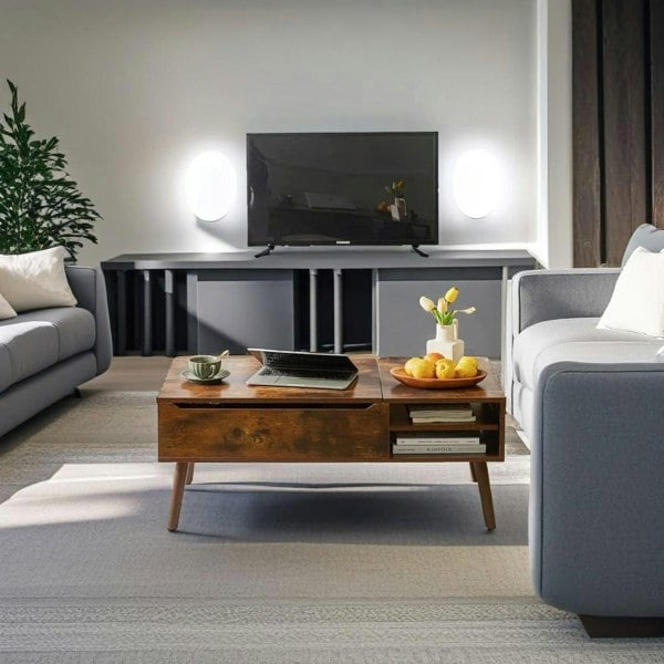 Modcraft Lift-Top Coffee Table with Hidden Compartment and Adjustable Storage Shelf