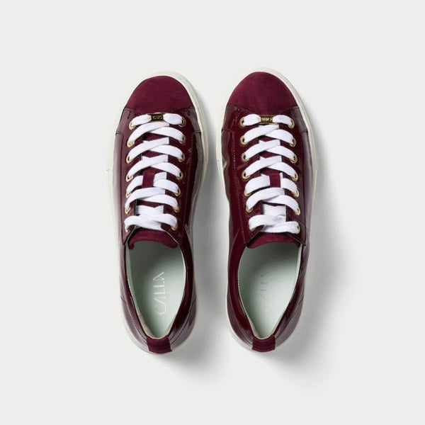 Calla Saturn Trainers - Burgundy Patent Leather & Suede