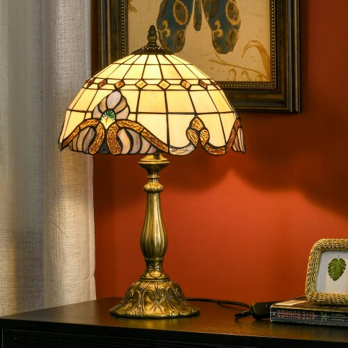 Wyld Haus Noka Glass And Metal Multi Colour Handcrafted Stained Glass Table Lamp