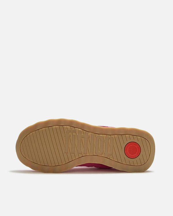 FitFlop Womens Retro-Q FF Fabric/Suede Trainers - Berry Rose/Marine Green E47