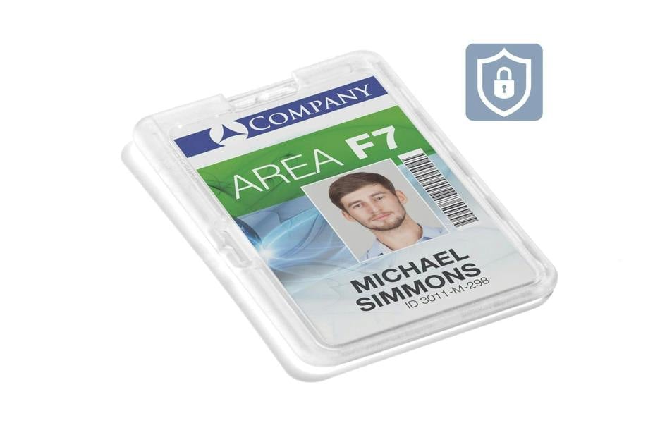 Durable Permanent High Security ID Card Holders for Lanyards | 10 Pack | Clear