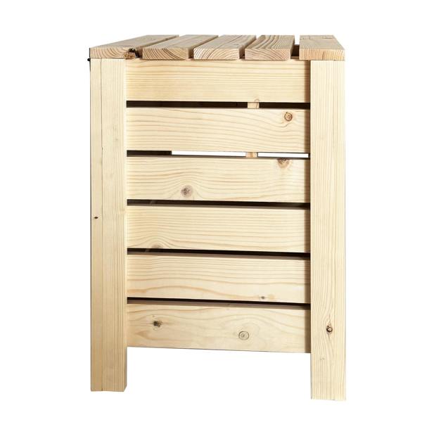Core Products Narrow Slatted Storage Box with Lid, Pre-Sanded Pine