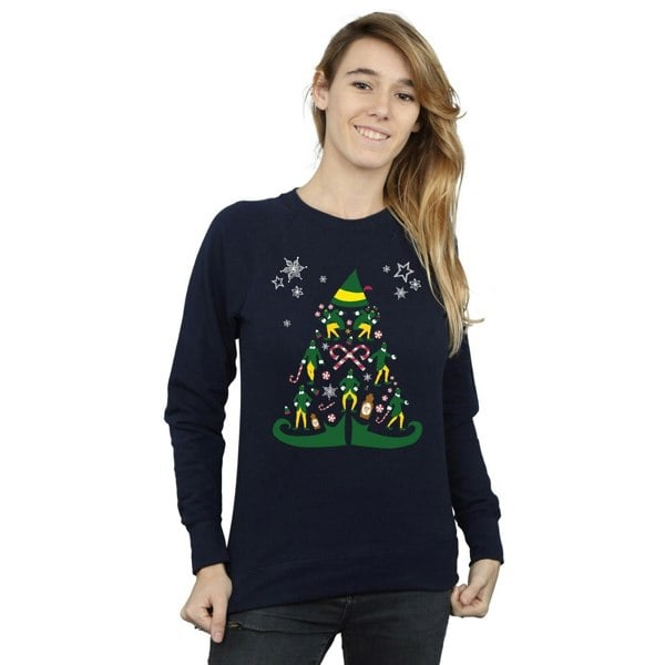 Elf Womens Christmas Tree Sweatshirt - Navy Blue