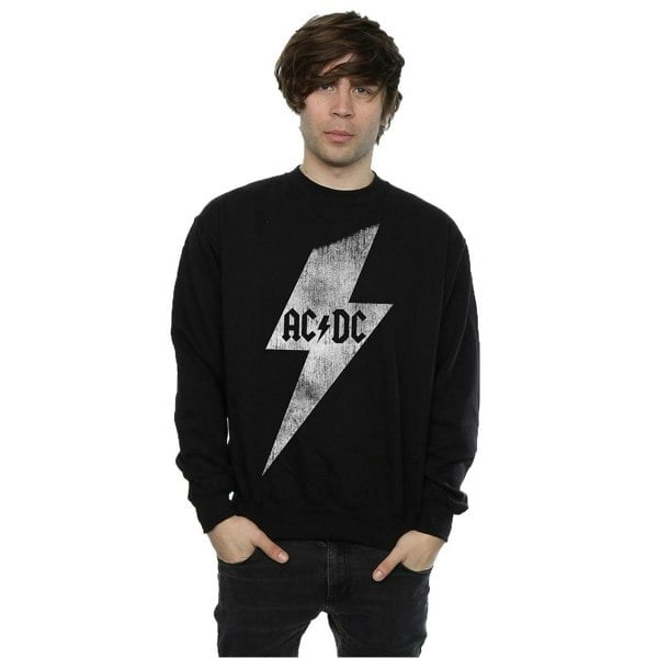 AC/DC Mens Lightning Bolt Cotton Sweatshirt - Black